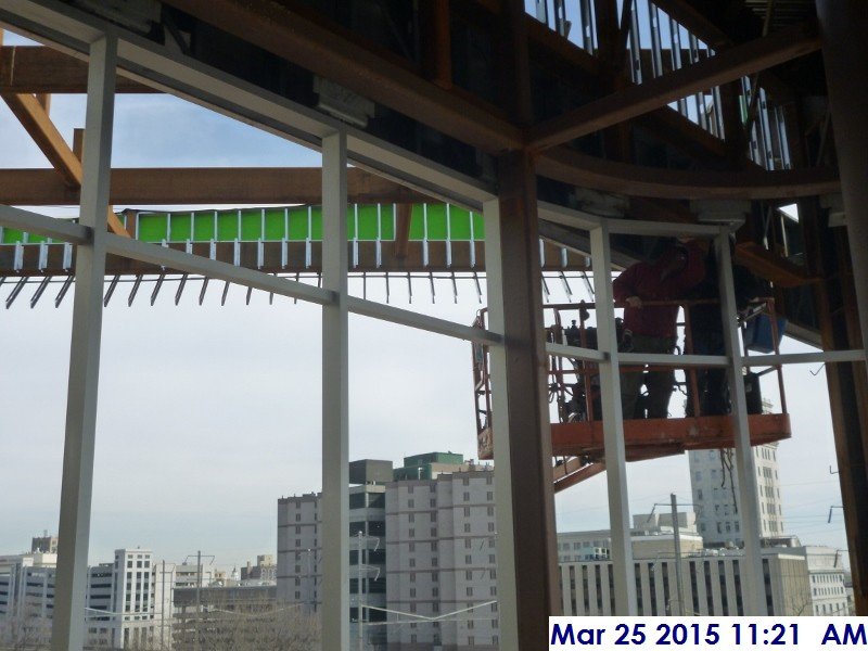 Installing the Curtain Wall Mullions at the top of the Monumental Stairs Facing East